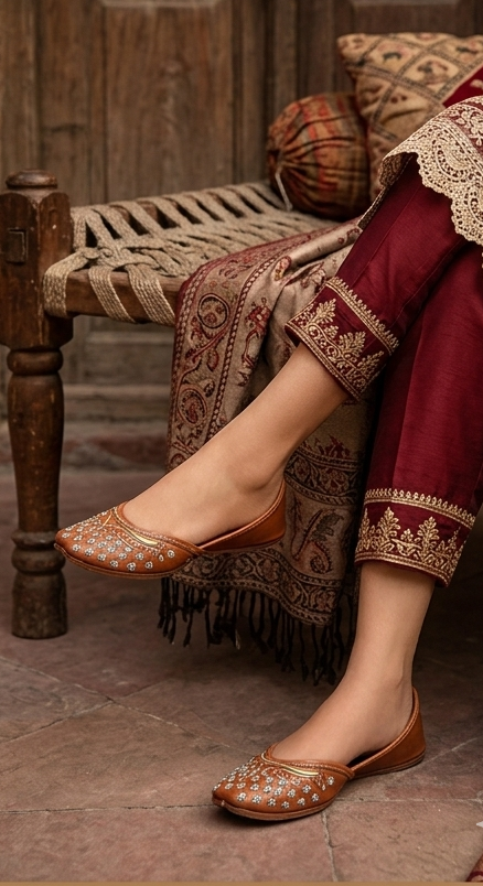 Indian-Golden Bloom Khussa