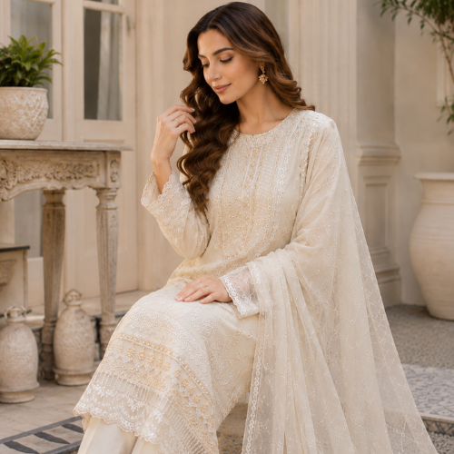 3-Piece Chiffon Set – Pure Grace and Style - Afbeelding 2